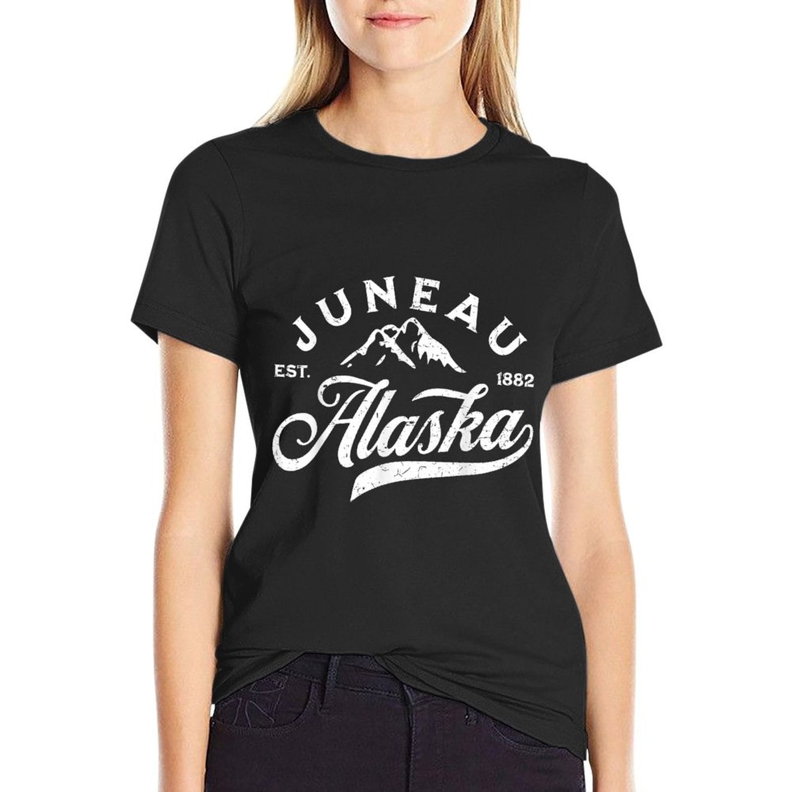 Vintage Juneau Alaska AK Mountains Family Vacation Souvenir  Relaxed-fit T-Shirt