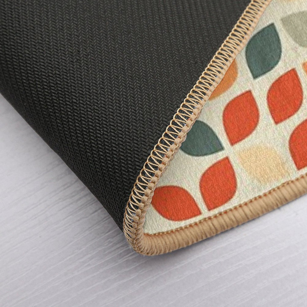 Mid Century Modern Tulip Pattern Red Blue  Pet-Safe Bath Mat