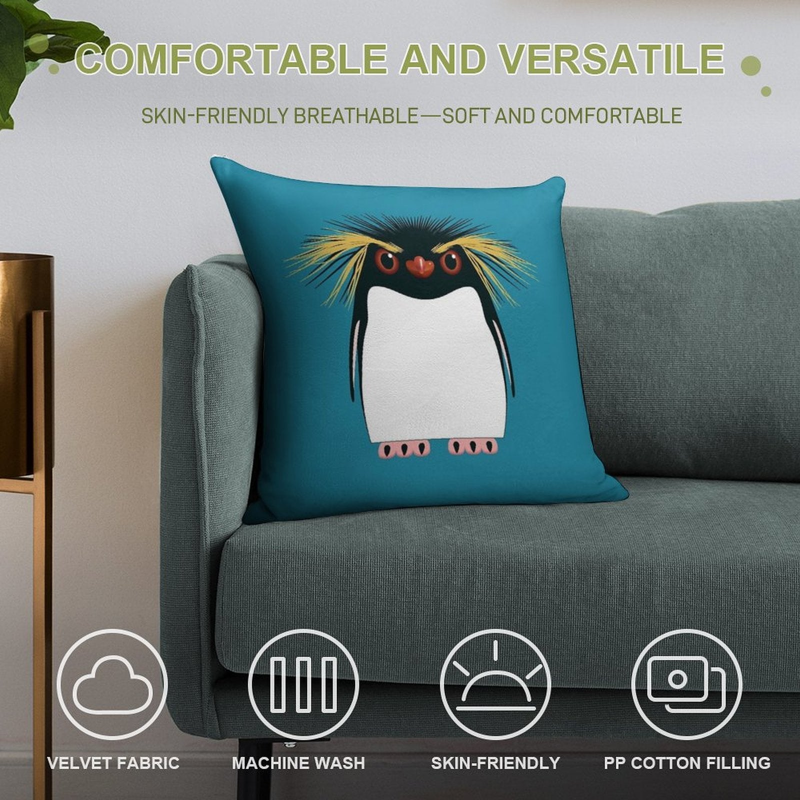 Rockhopper Penguin Soft Style Accent Throw Pillow