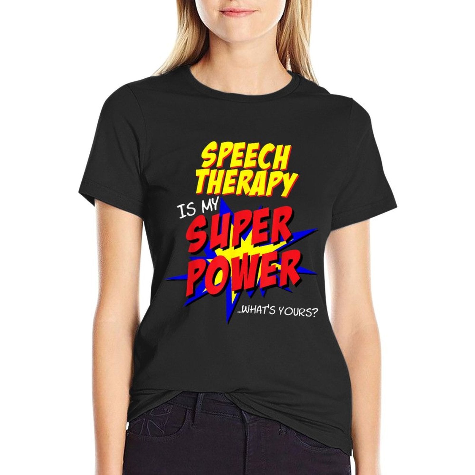 Speech Therapy Teacher Superhero Superpower Comic Book  Graphic-printed T-Shirt