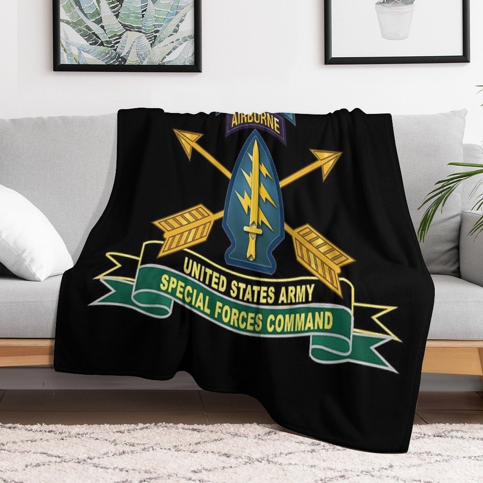 Army - US Army Special Forces Command - SSI W Br - Ribbon X 300 Compact Throw Blanket