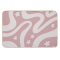 Retro Liquid Swirl & Stars Abstract Pattern Pink  High-Traffic Bath Mat