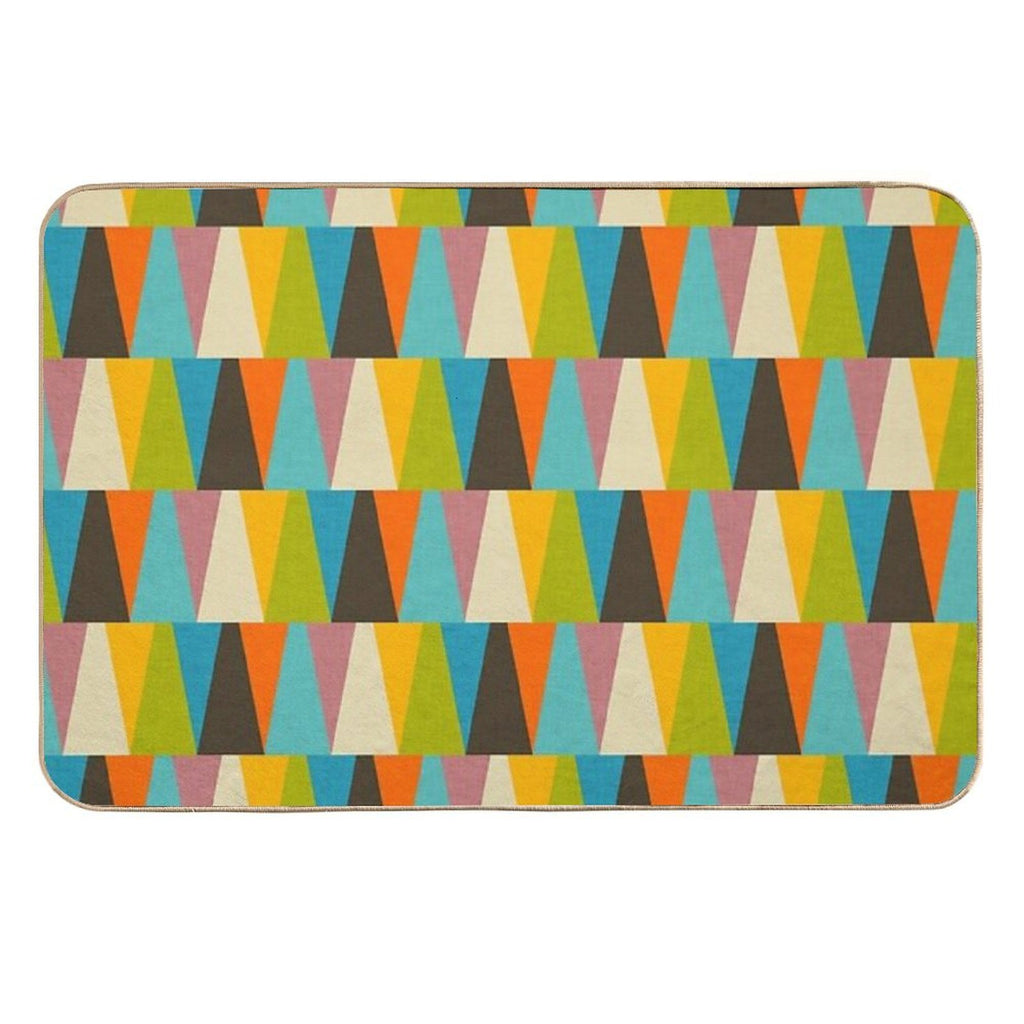 Retro Color Block Triangle Color Happy  Long-Lasting Bath Mat