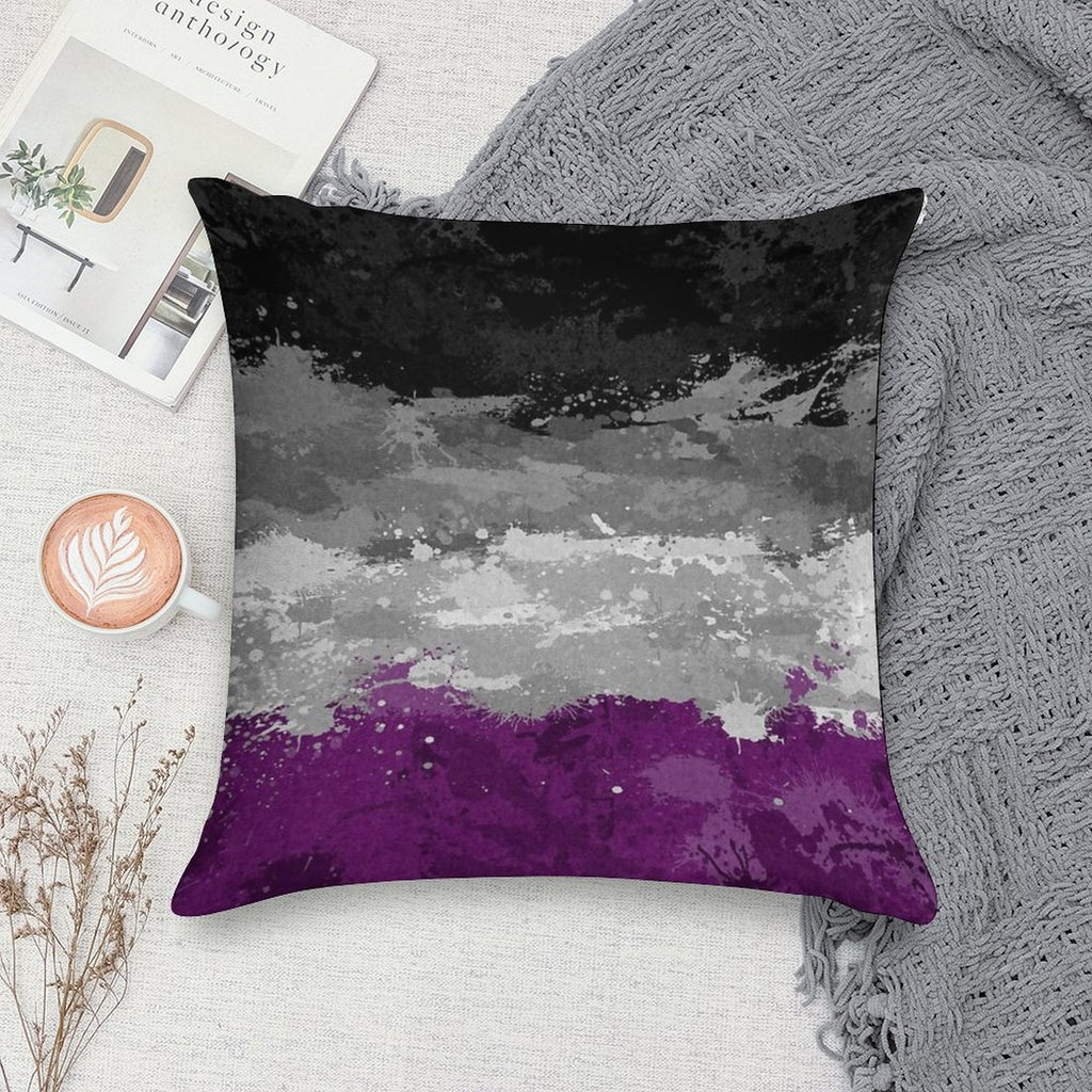 Abstract Paint Splatter Asexual Pride Flag Pattern Soft Gift Ready Throw Pillow