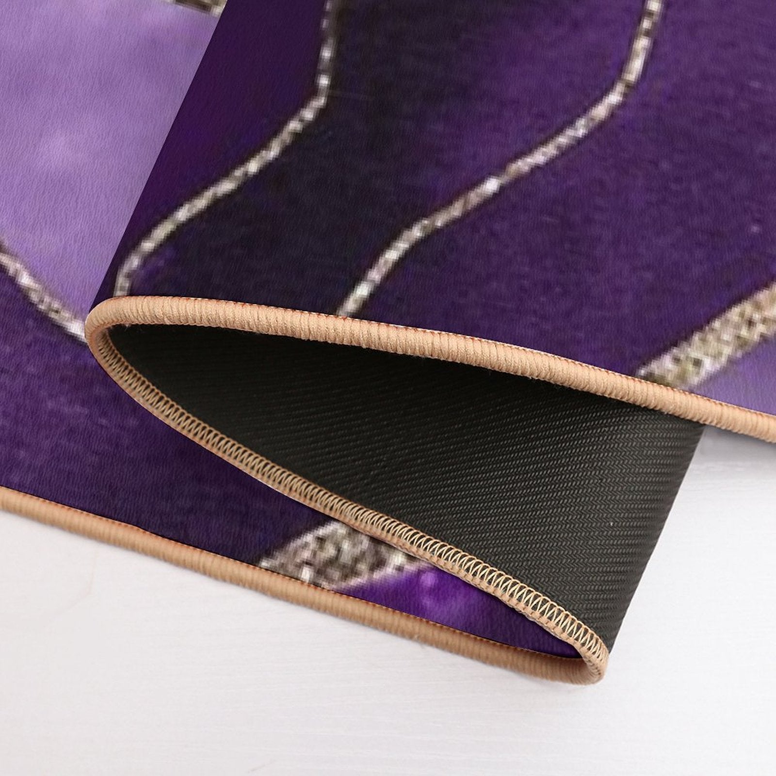 Purple Marble Agate Gold Glam #1 (Photo of Glitter Only - Not Reflective)  Easy To Clean Bath Mat