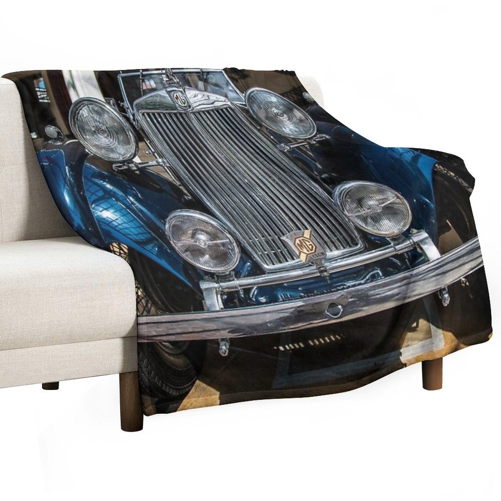 MG Vintage Car 1939 Shrink-resistant Throw Blanket