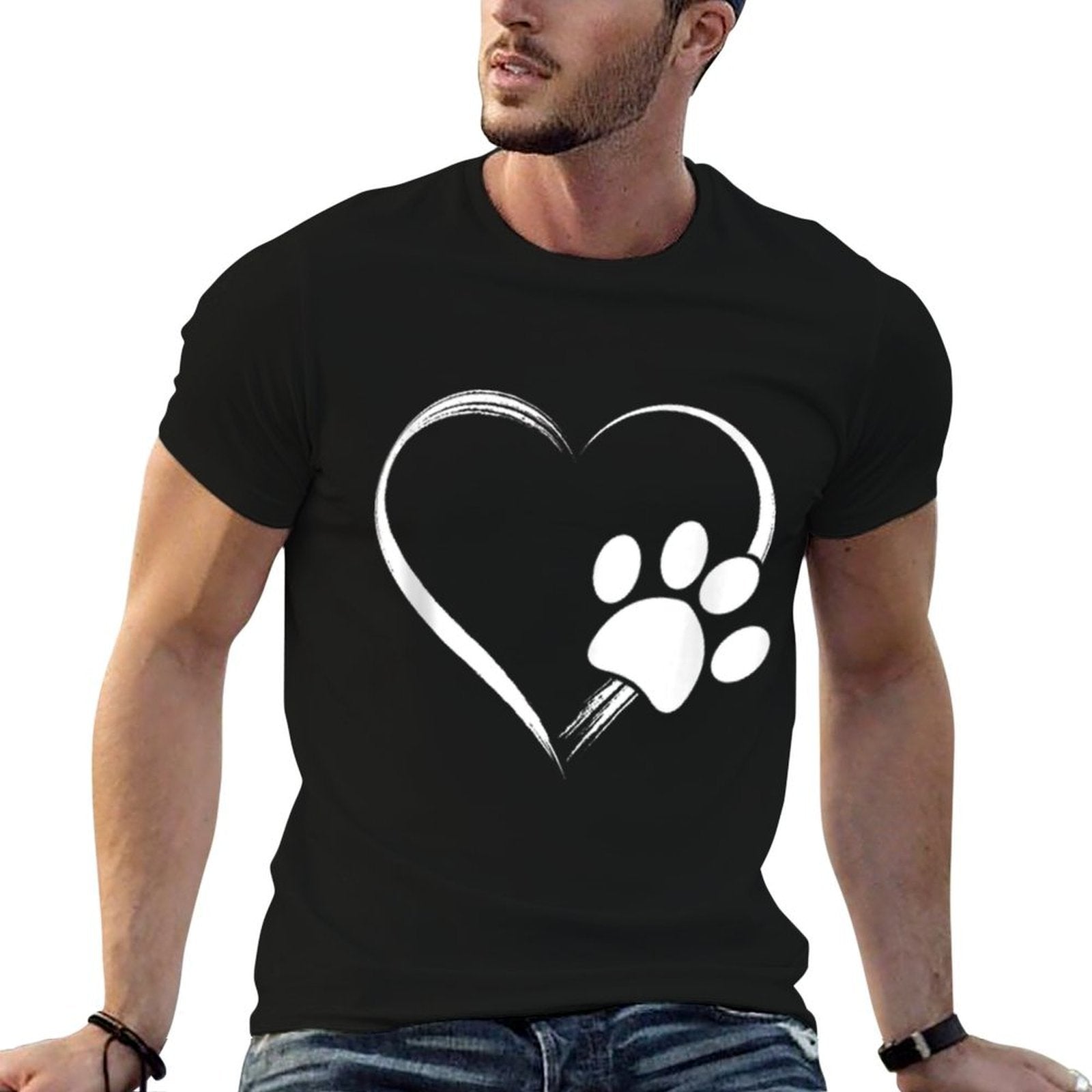 Dog Paw Print Heart - Gift for Mom - Gift for Dad  Stretchy T-Shirt