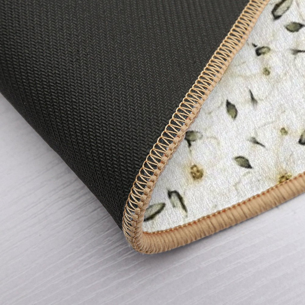 White Flower Blossom Pattern  Fade-Resistant Bath Mat