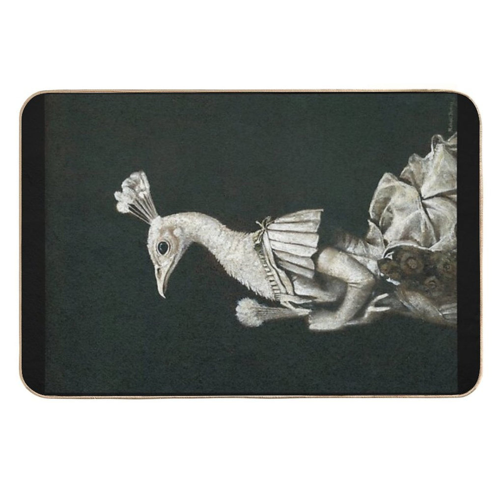 Victorian Peacock Lady  Repositionable Bath Mat