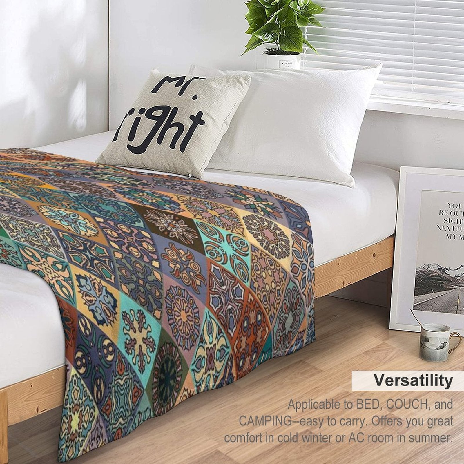 Floral Pattern Flower Boho Mandala Premium Throw Blanket