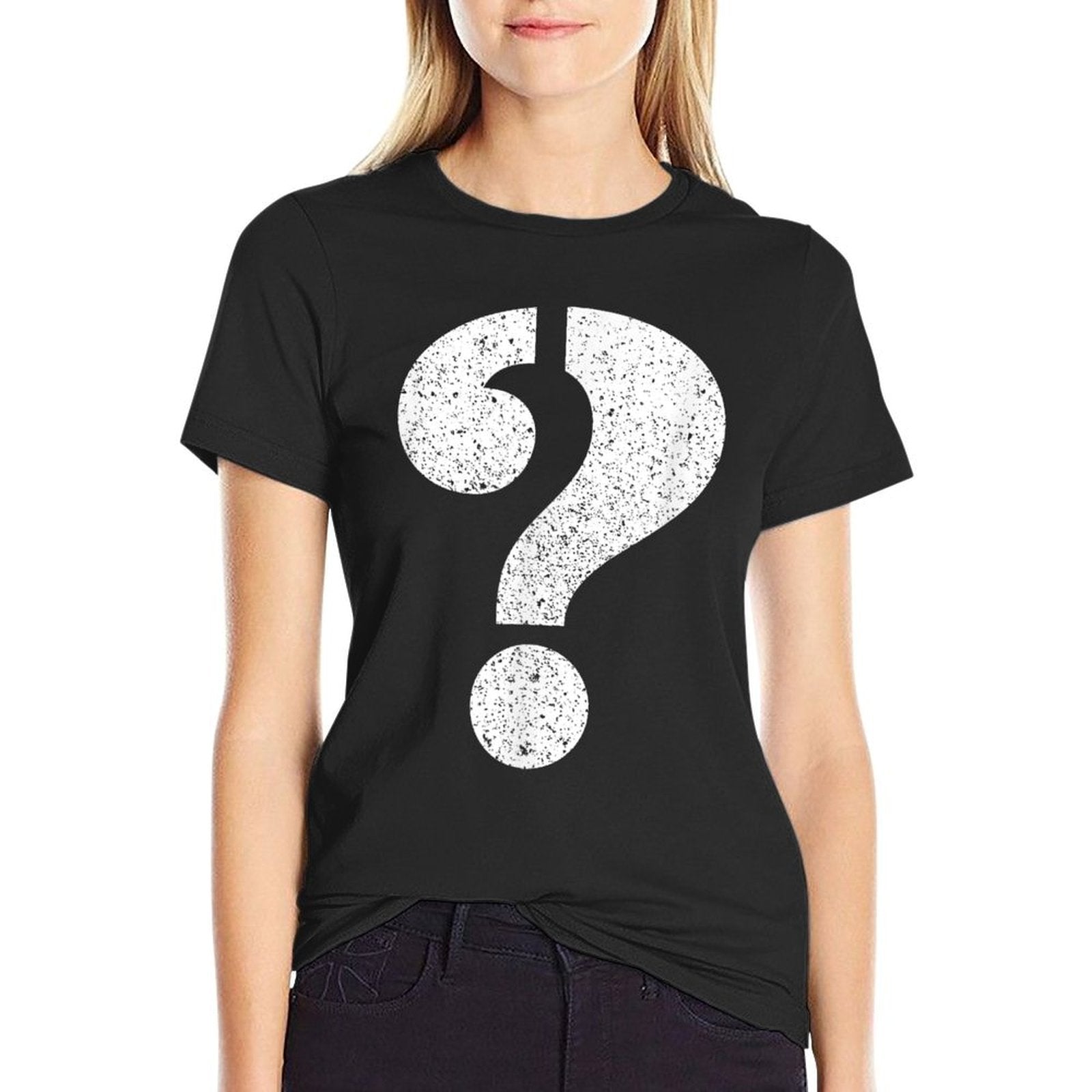Question Mark Stenciled - Punctuation Funny  Heathered Texture T-Shirt