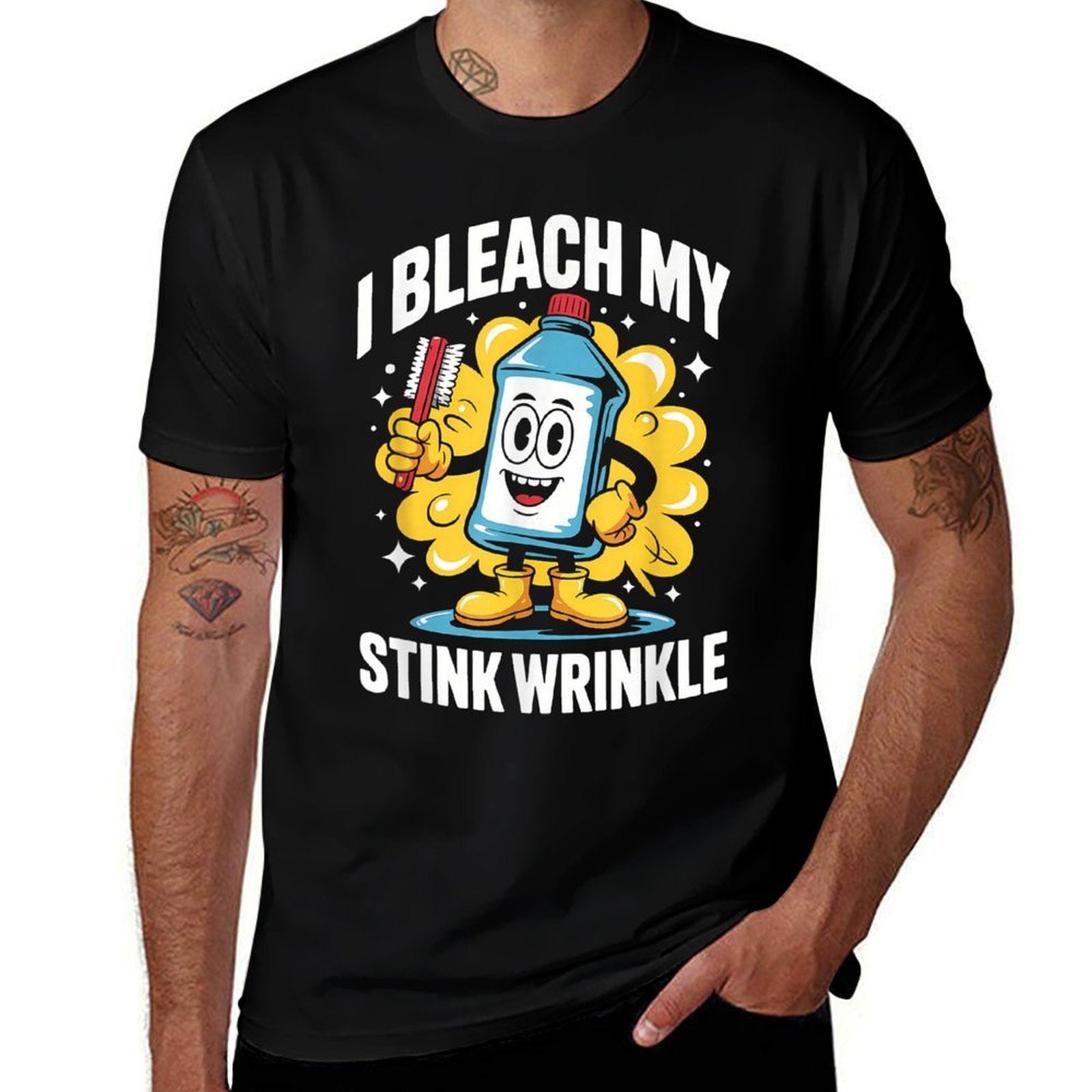 I Bleach My Stink Wrinkle Funny Dirty Christmas Men  Fade-proof Color T-Shirt