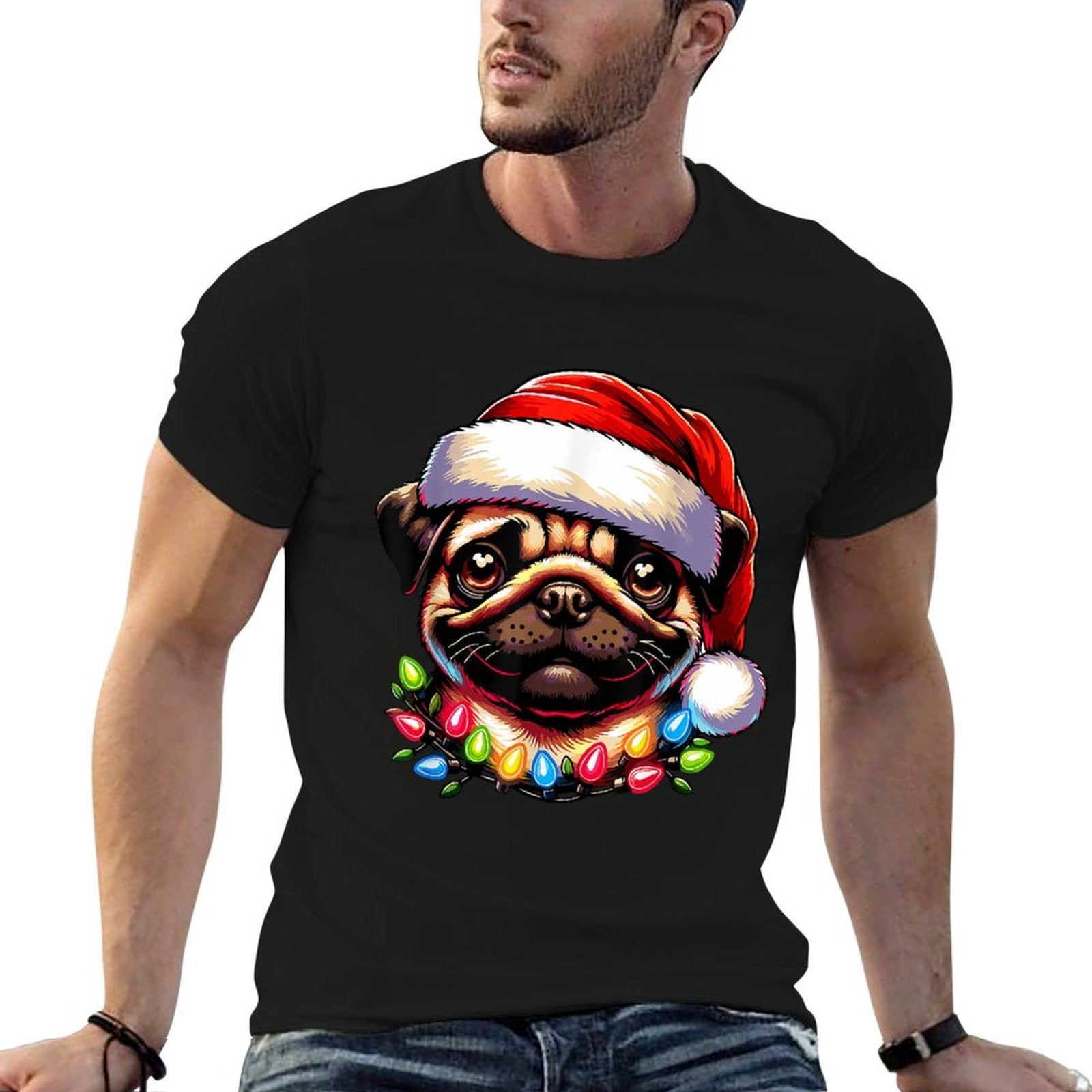 Dog Owner Xmas Men Women Favorite Pug Christmas  Oversized Silhouette T-Shirt
