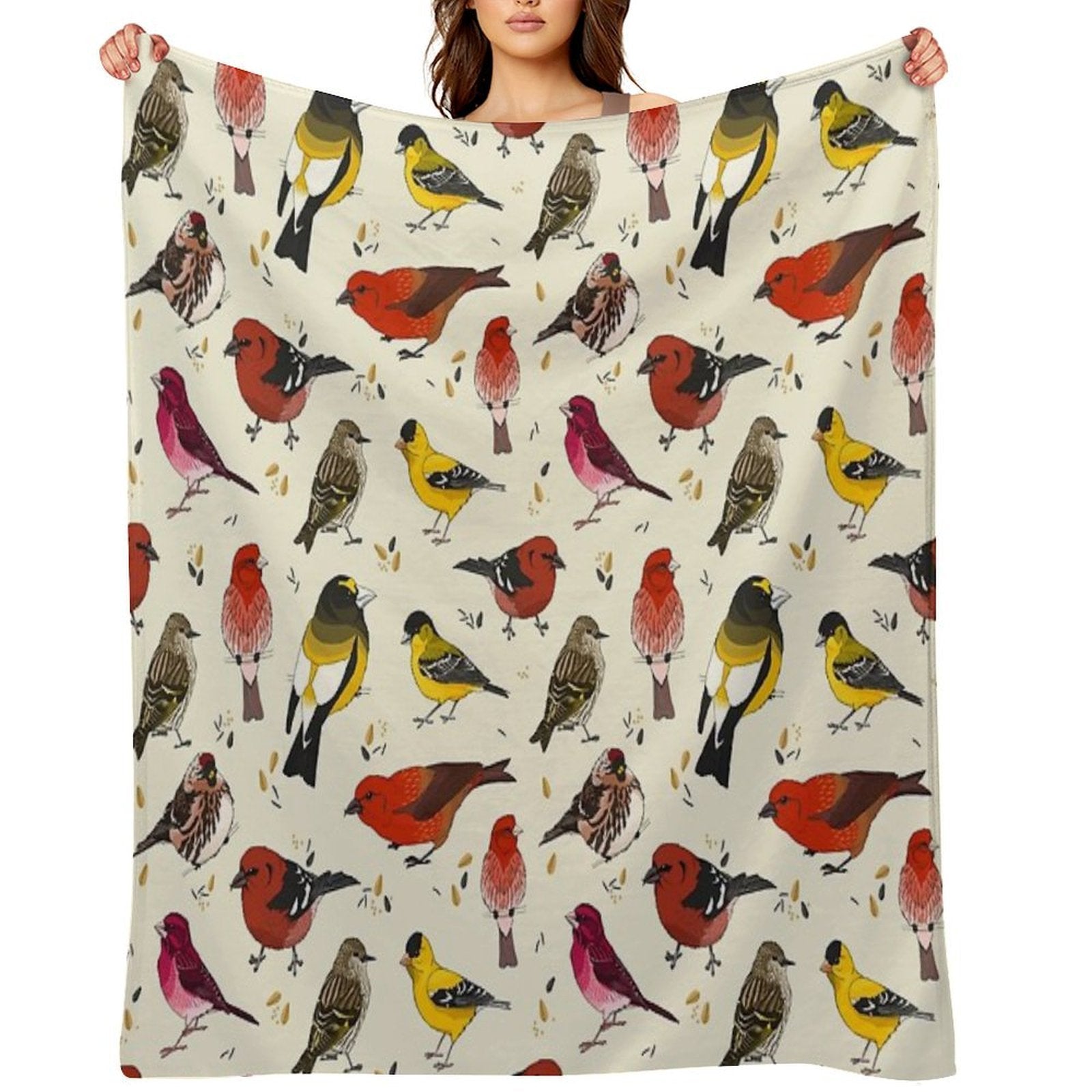 North American Finches Plush Throw Blanket