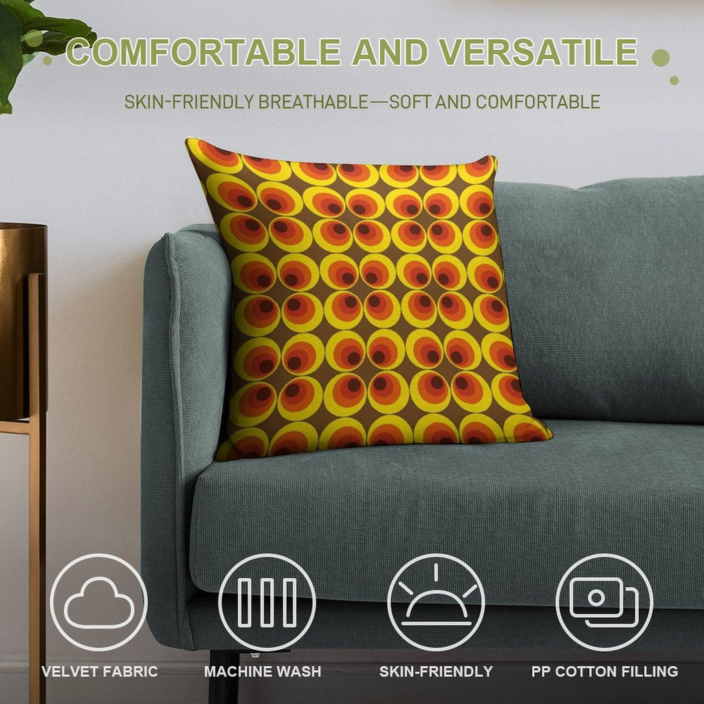 Geometric Pattern Retro Vintage Elegant Graphic 50s 60s 70s Soft High-Density Material Throw Pillow