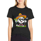 Funny Cinco De Mayo Golf Ball With Sombrero Margarita Golfer  Ribbed Collar T-Shirt