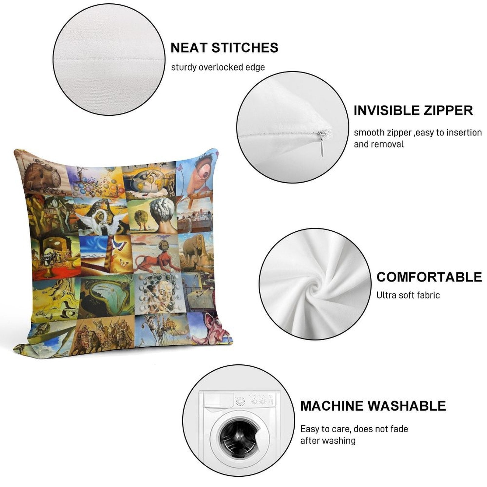 Salvador Dali Soft Easy Maintenance Throw Pillow