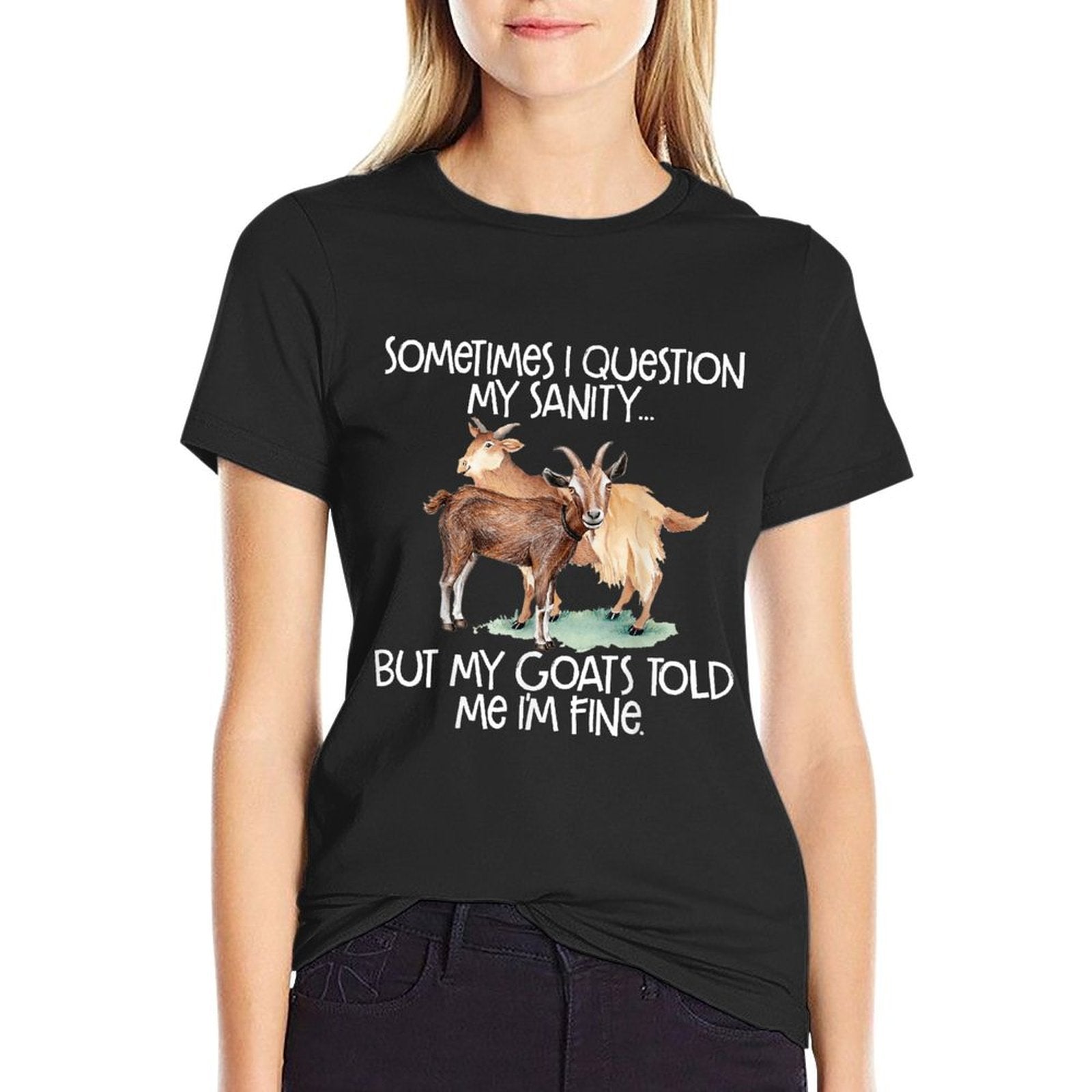 Funny Goat Tee for Crazy People Who Speak with Goats  Oversized Silhouette T-Shirt