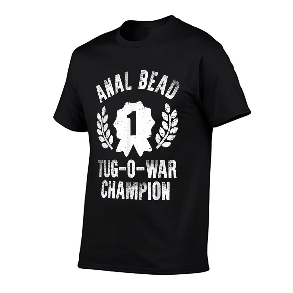 Bead Tug O War Champion Funny Saying Adult  Humor  Ribbed Collar T-Shirt