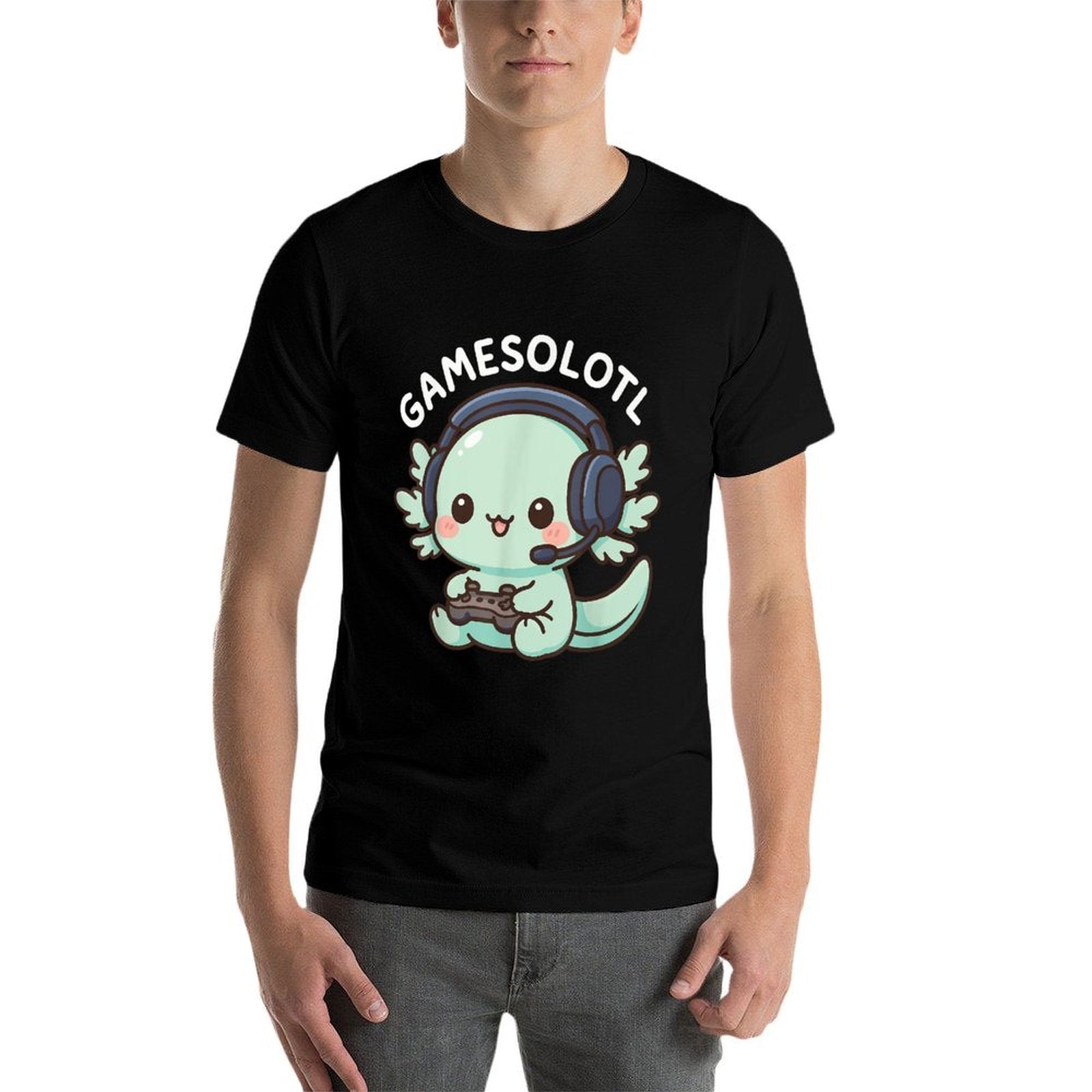 Gamesolotl Axolotl Gamer Gaming Anime  Fade-proof Color T-Shirt