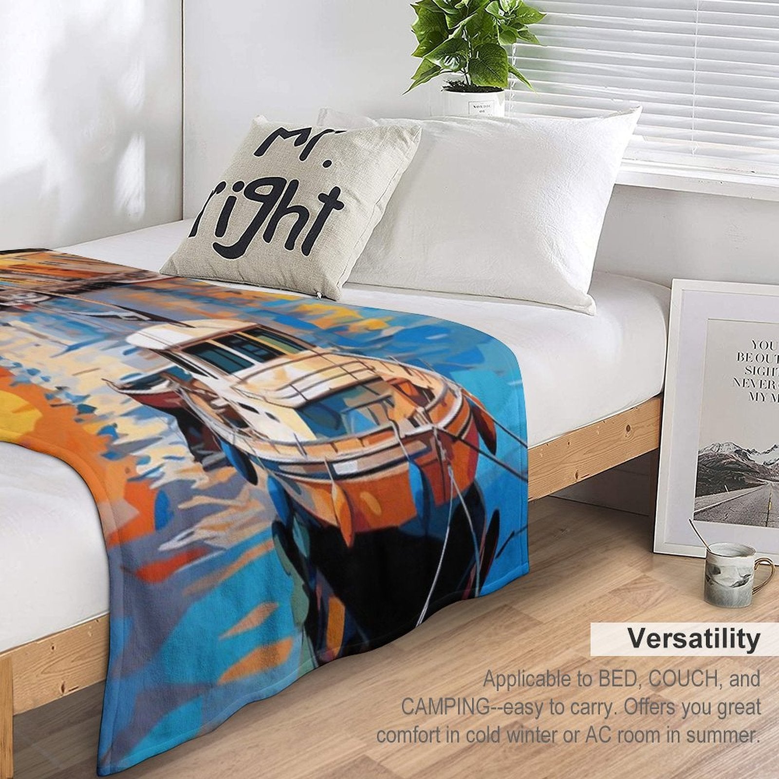 A Pop Art Travel Print of Palermo - Sicily - Italy Machine-washable Throw Blanket