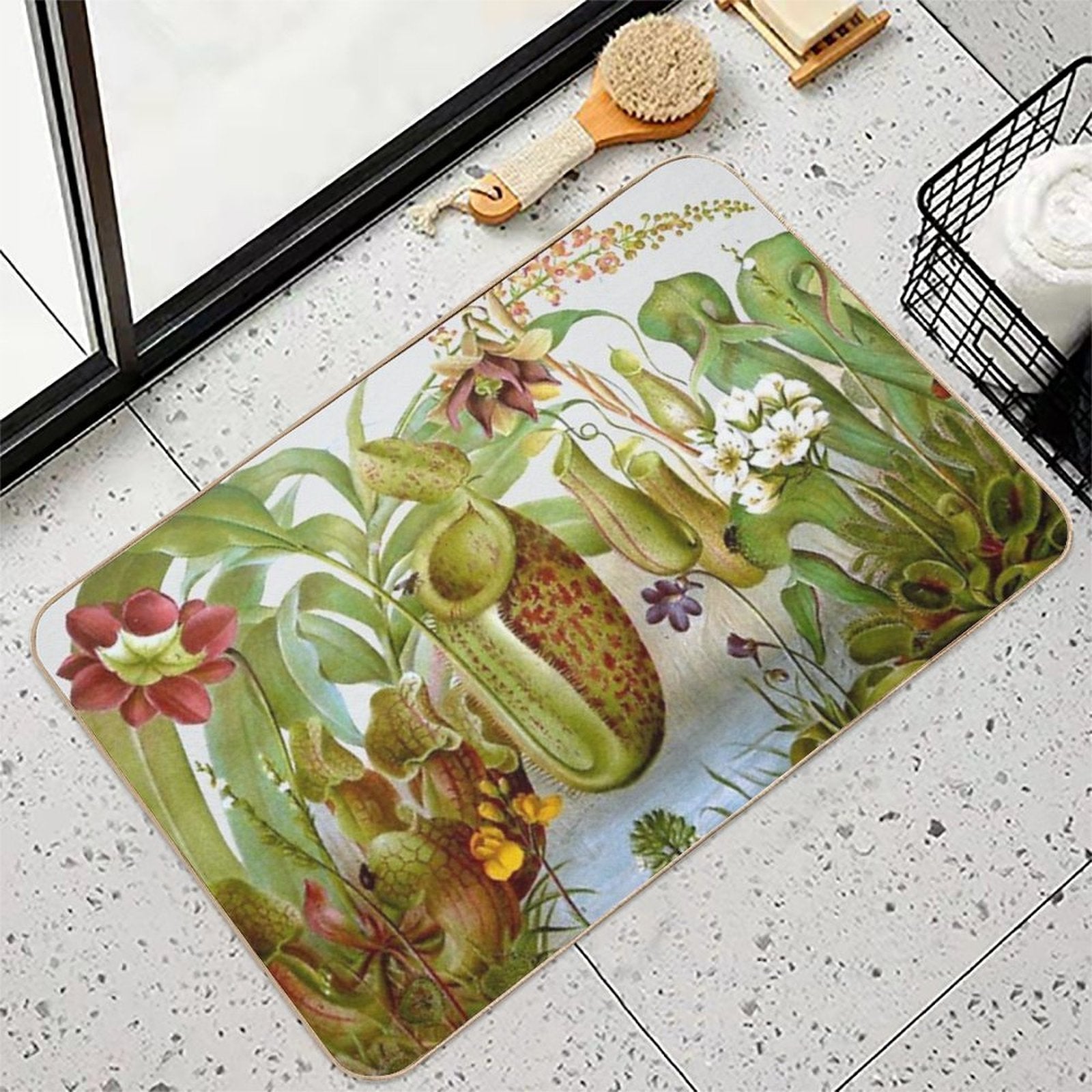 Vintage Carnivorous Plant Illustration  Versatile Bath Mat