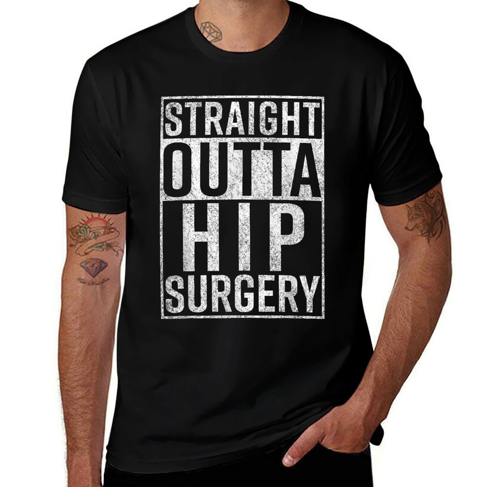 Straight Outta Hip Surgery Funny Get Well Gag Gift  Tagless Design T-Shirt