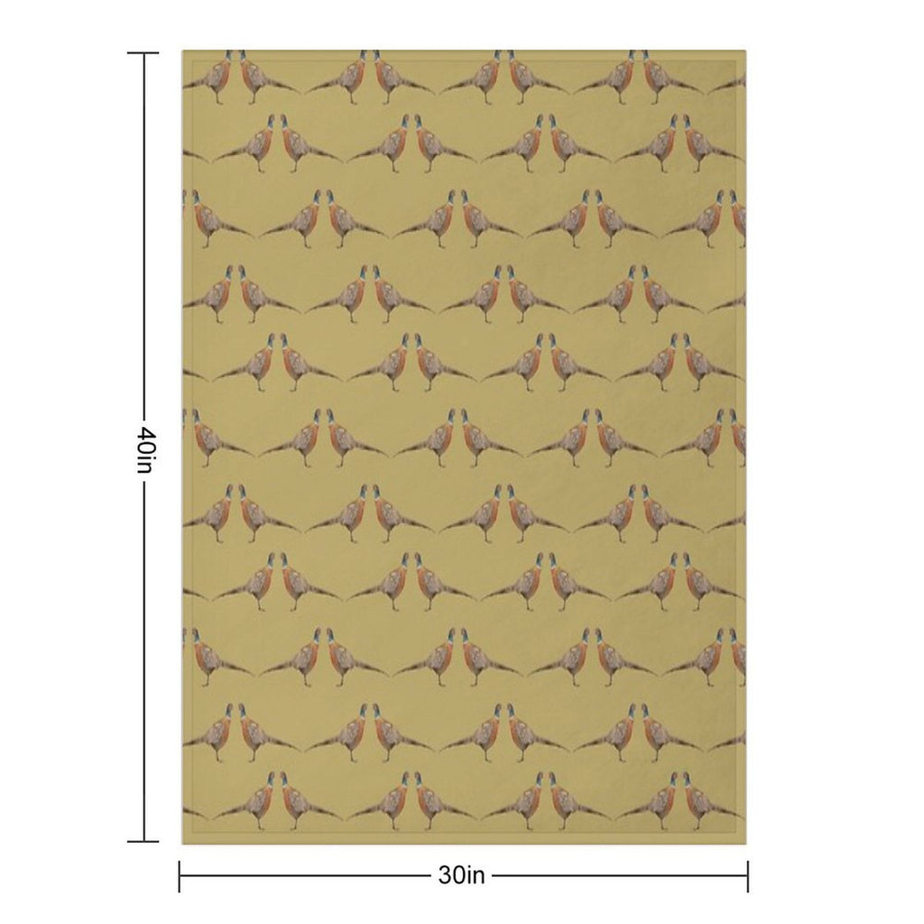 Pheasant Pattern, Mustard Premium Throw Blanket