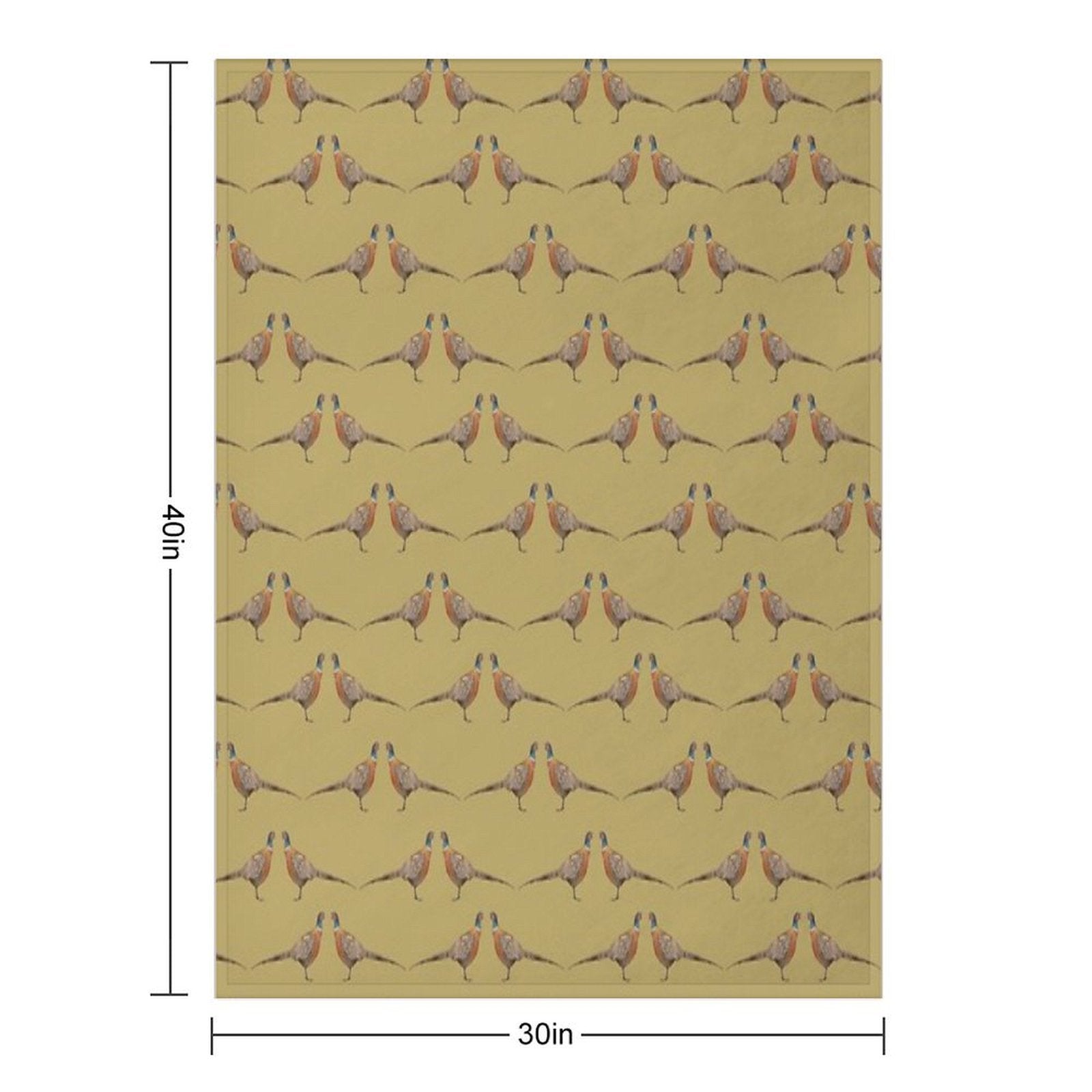 Pheasant Pattern, Mustard Premium Throw Blanket