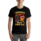 Tummy Ache Survivor Cat Meme Funny Saying Cats Animals Men Women Kids  Durable T-Shirt