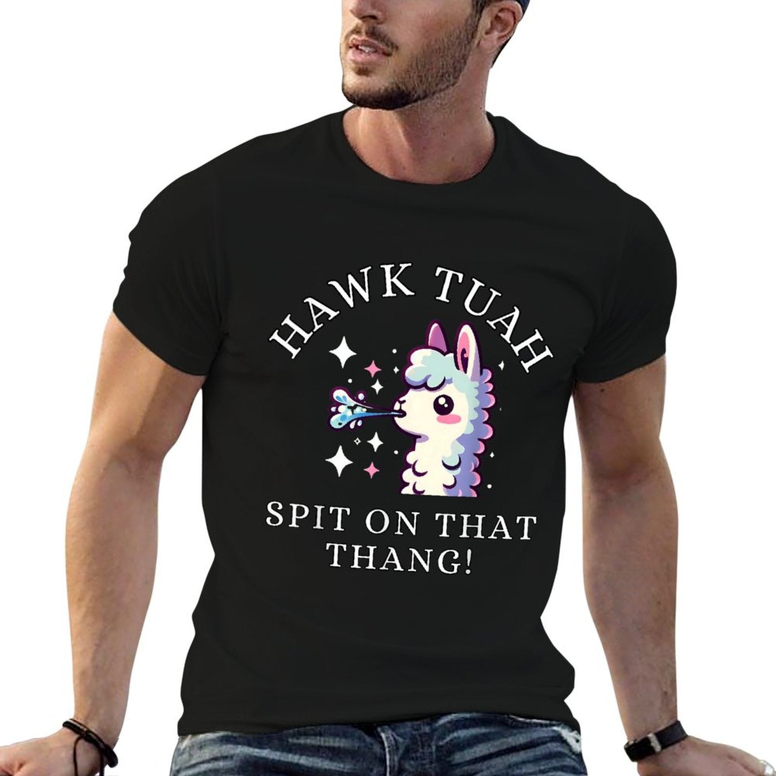 Hawk Tush Spit On That Thang, Funny Hawk Tuah Llama Meme  Trendy Pattern T-Shirt