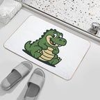 Chubby Retro Dinosaur – Cute Sitting Dino Mascot Design  Easy Maintenance Bath Mat