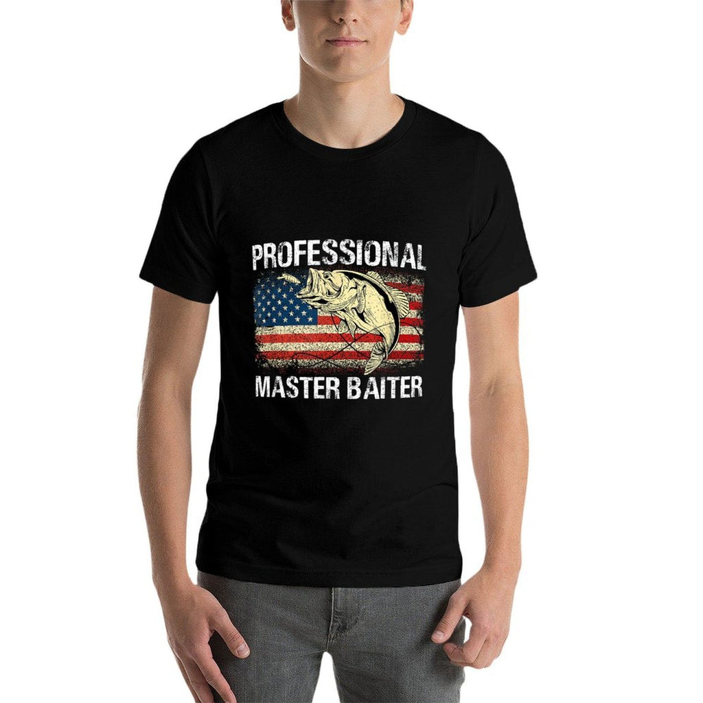 Professional Master Baiter Retro American Funny Fishing  Durable T-Shirt