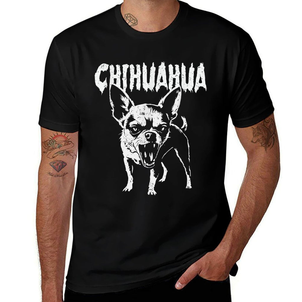 Angry Chihuahua Heavy Metal Lover Rage  Fade-proof Color T-Shirt