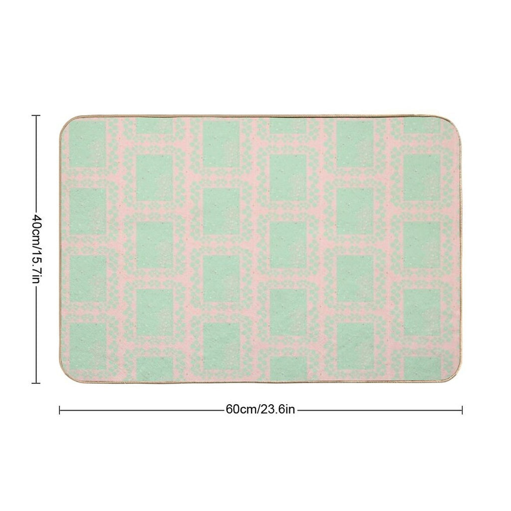 Pink And Green Patterns  Repositionable Bath Mat