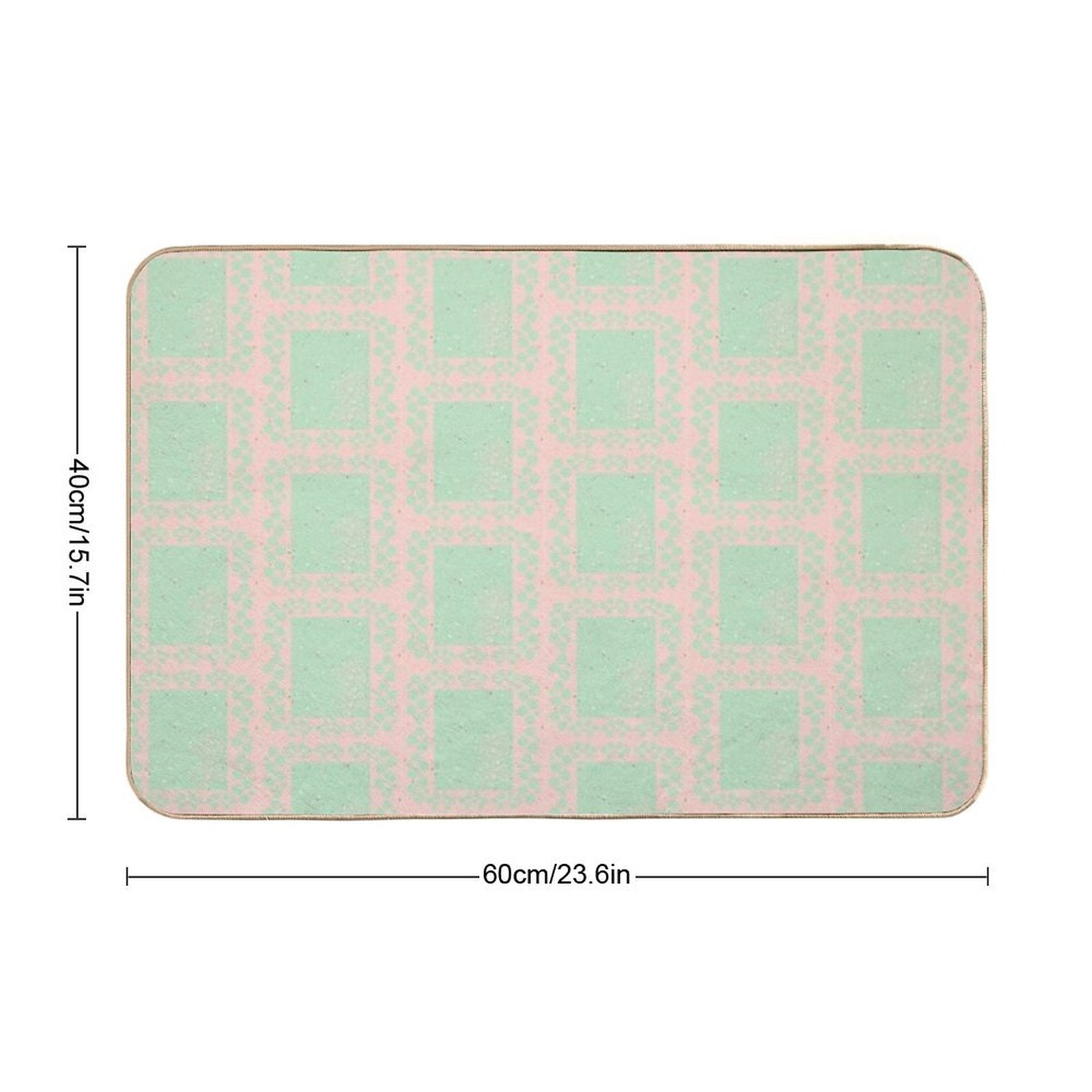 Pink And Green Patterns  Repositionable Bath Mat