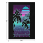 Retro 80s Vaporwave Sunset Sunrise With Outrun Style Grid Print Wrinkle-free Throw Blanket