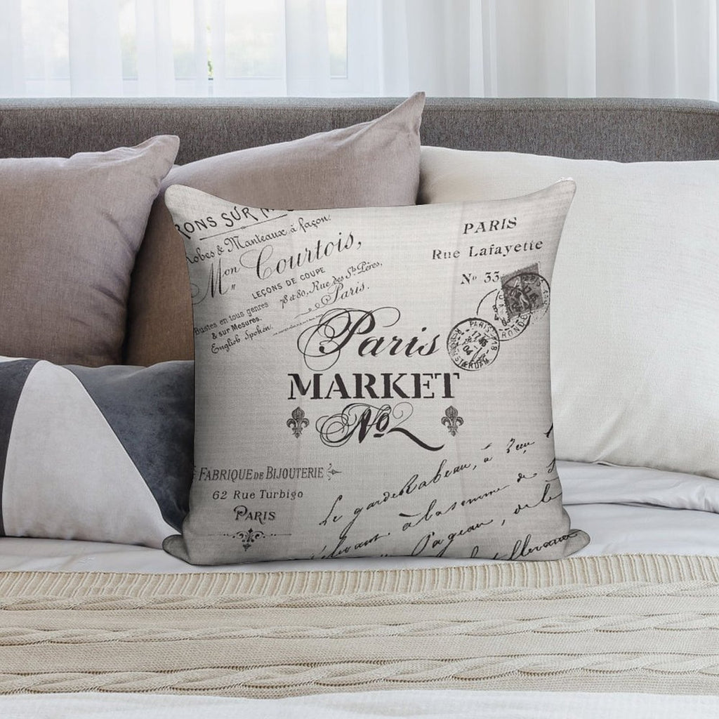 Paris Market Grey Soft Gift Ready Throw Pillow