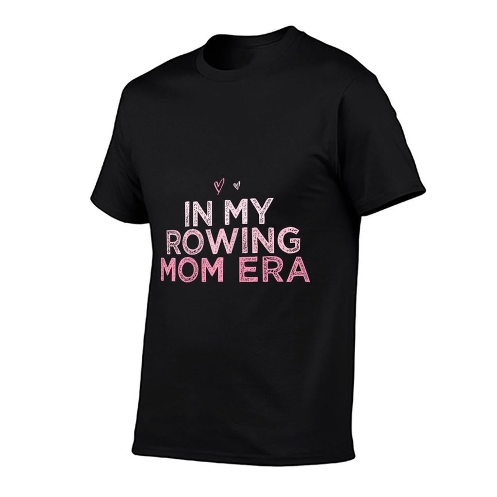 In My Rowing Mom Era Funny Retro Heart Women  Ribbed Collar T-Shirt