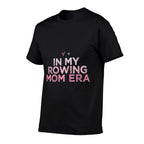 In My Rowing Mom Era Funny Retro Heart Women  Ribbed Collar T-Shirt
