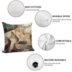 Christmas Rabbit Family Roasting Apples - Beatrix Potter Soft Shrink-Resistant Throw Pillow