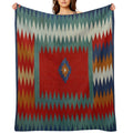 Persian Safreh I 19th Century Authentic Colorful Picture of A Chevron Teal And Blue Desert Rug Comfort Throw Blanket