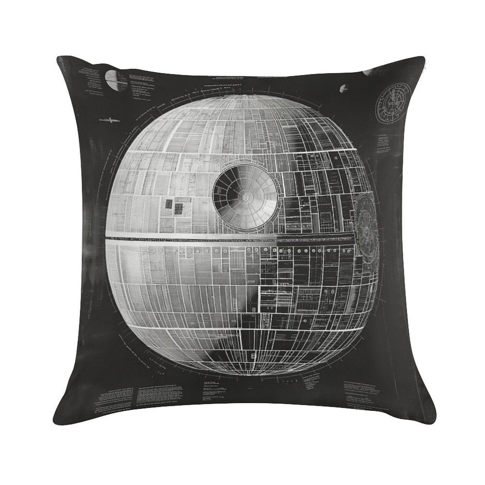 Death Star Blueprint Starship Fan Art Soft Style Accent Throw Pillow