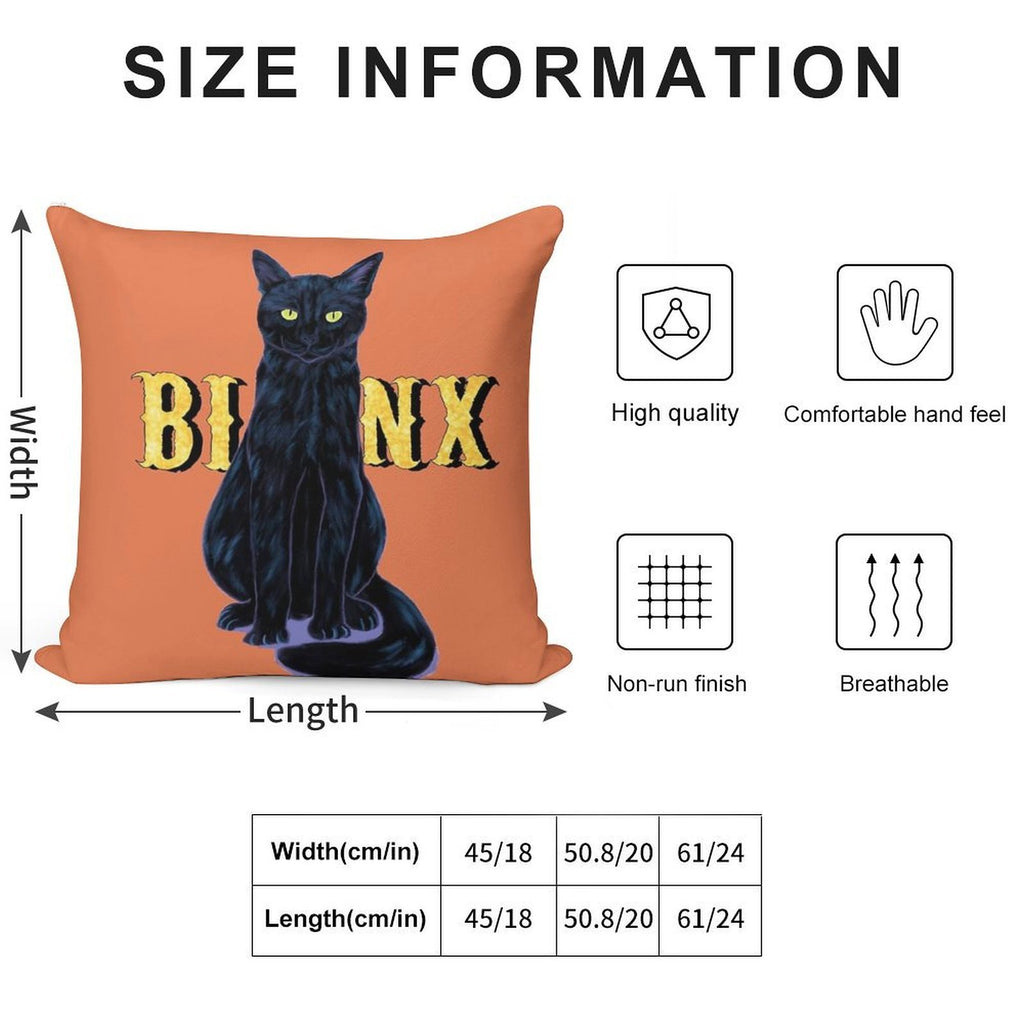 Black Cat Binx Halloween Soft Reinforced Edging Throw Pillow
