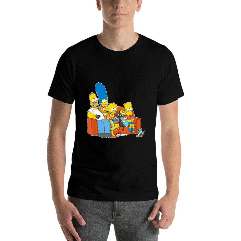 The Simpsons Homer Marge Maggie Bart Lisa Simpson Couch  Fade-proof Color T-Shirt