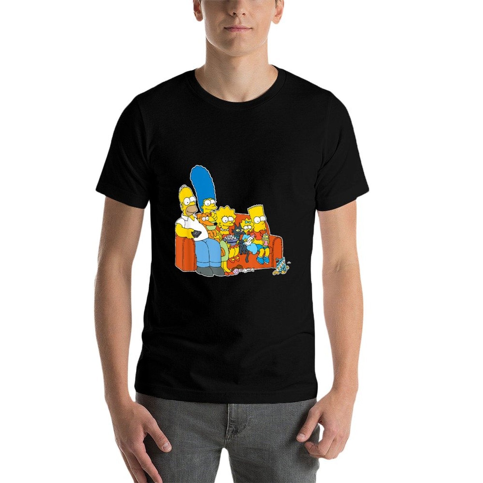 The Simpsons Homer Marge Maggie Bart Lisa Simpson Couch  Fade-proof Color T-Shirt
