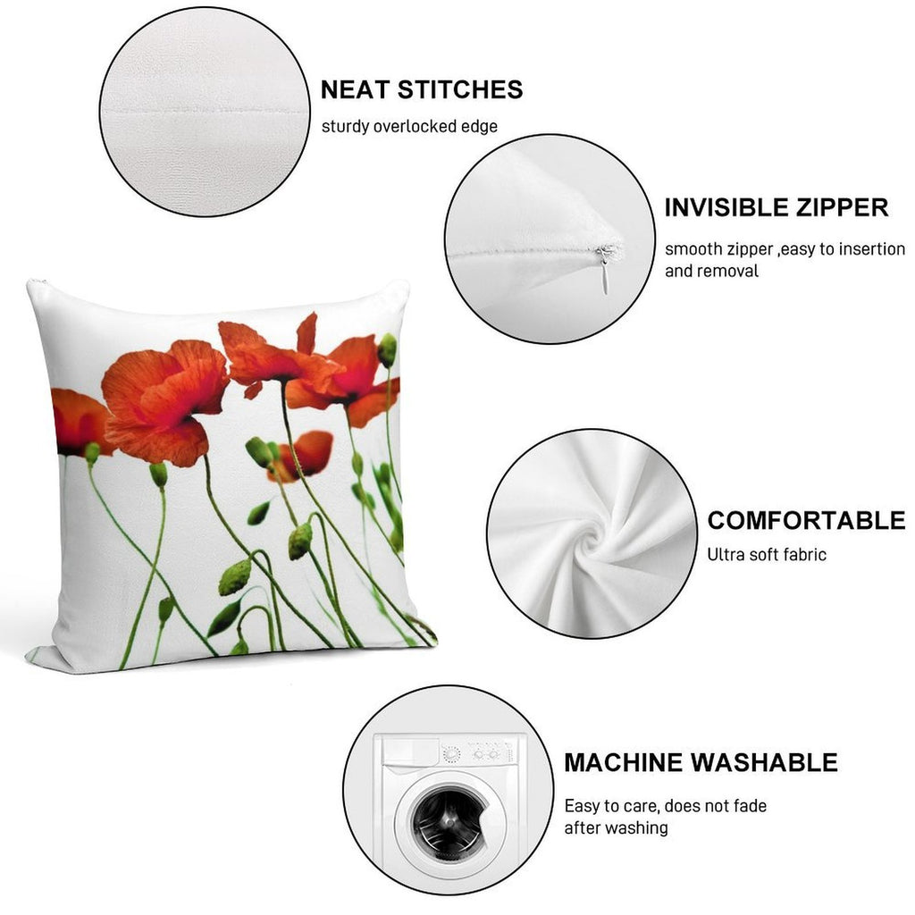 Poppies Soft Easy Maintenance Throw Pillow