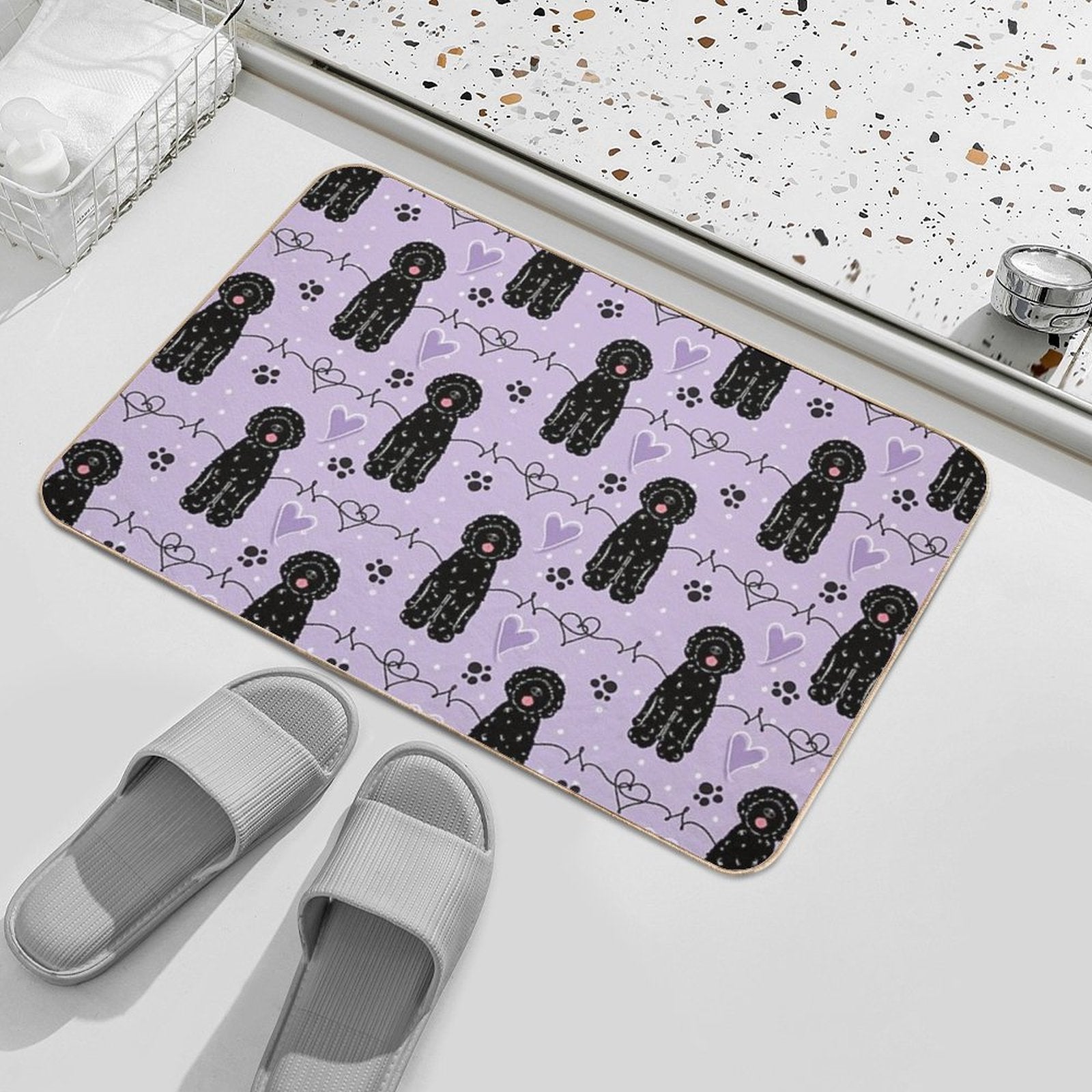 Love Black Portuguese Water Dog  Toxin-Free Bath Mat