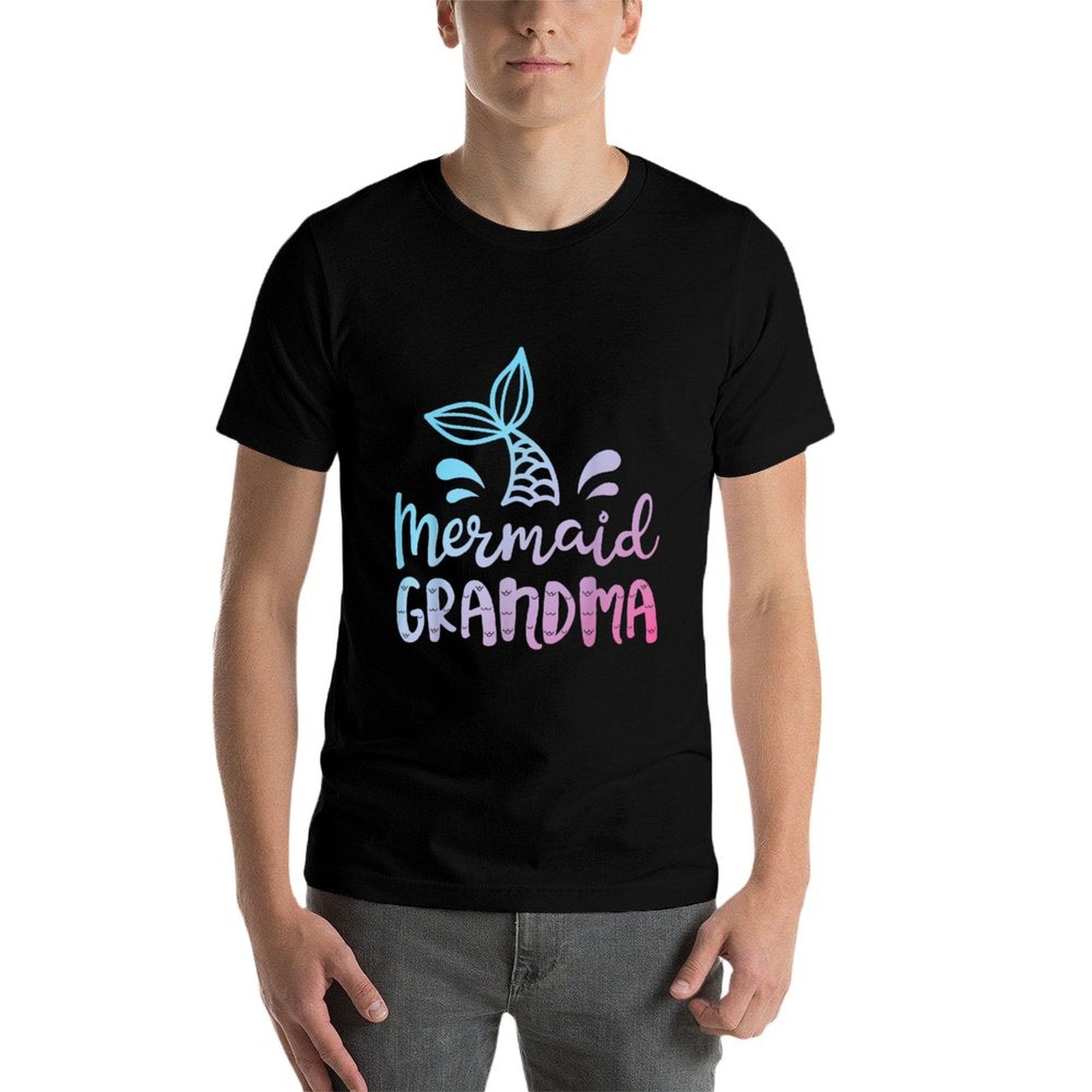Mermaid Grandma Funny Grandmother Family Matching Birthday  Wrinkle-resistant T-Shirt