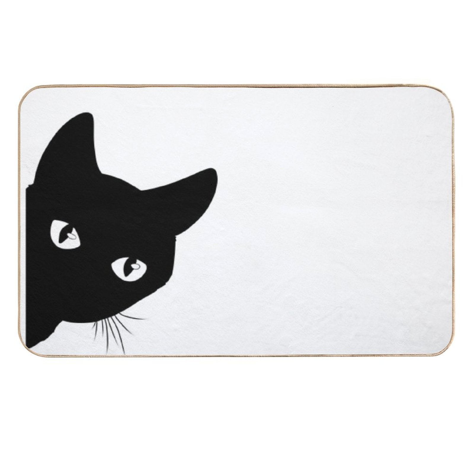 Black Cat Peeking Around The Corner Silhouette  Long-Lasting Bath Mat